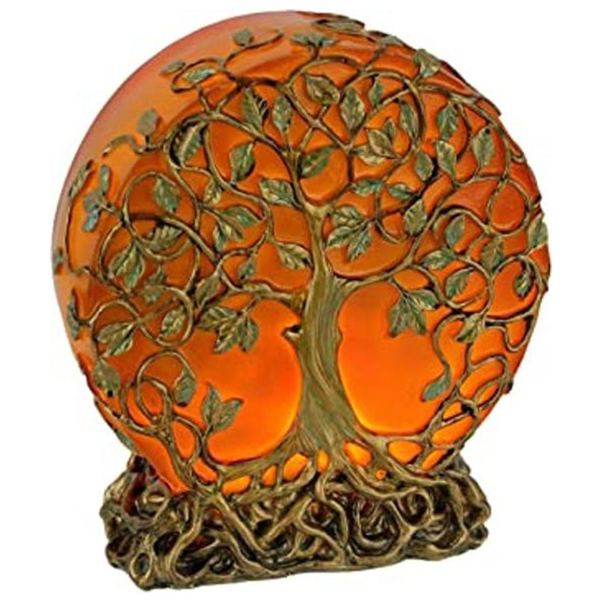 Sunset Orange Tree of Life Lámpara de mesa pequeña