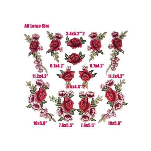 12 paquetes de parches retro de flores frescas grandes