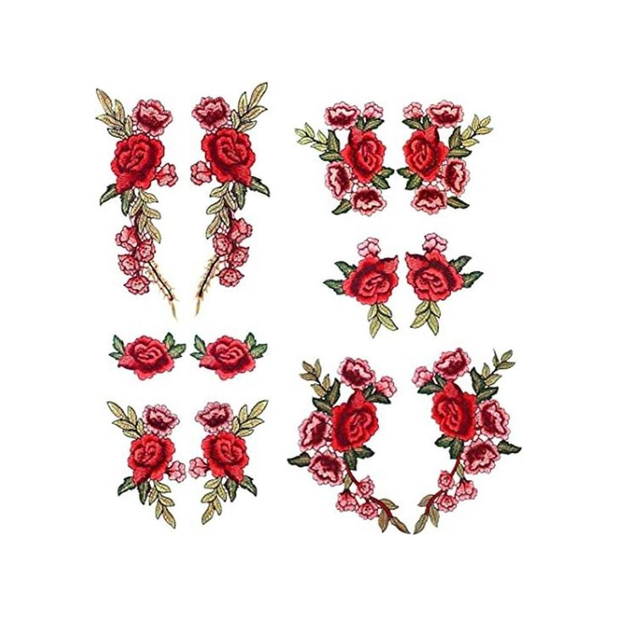 12 paquetes de parches retro de flores frescas grandes