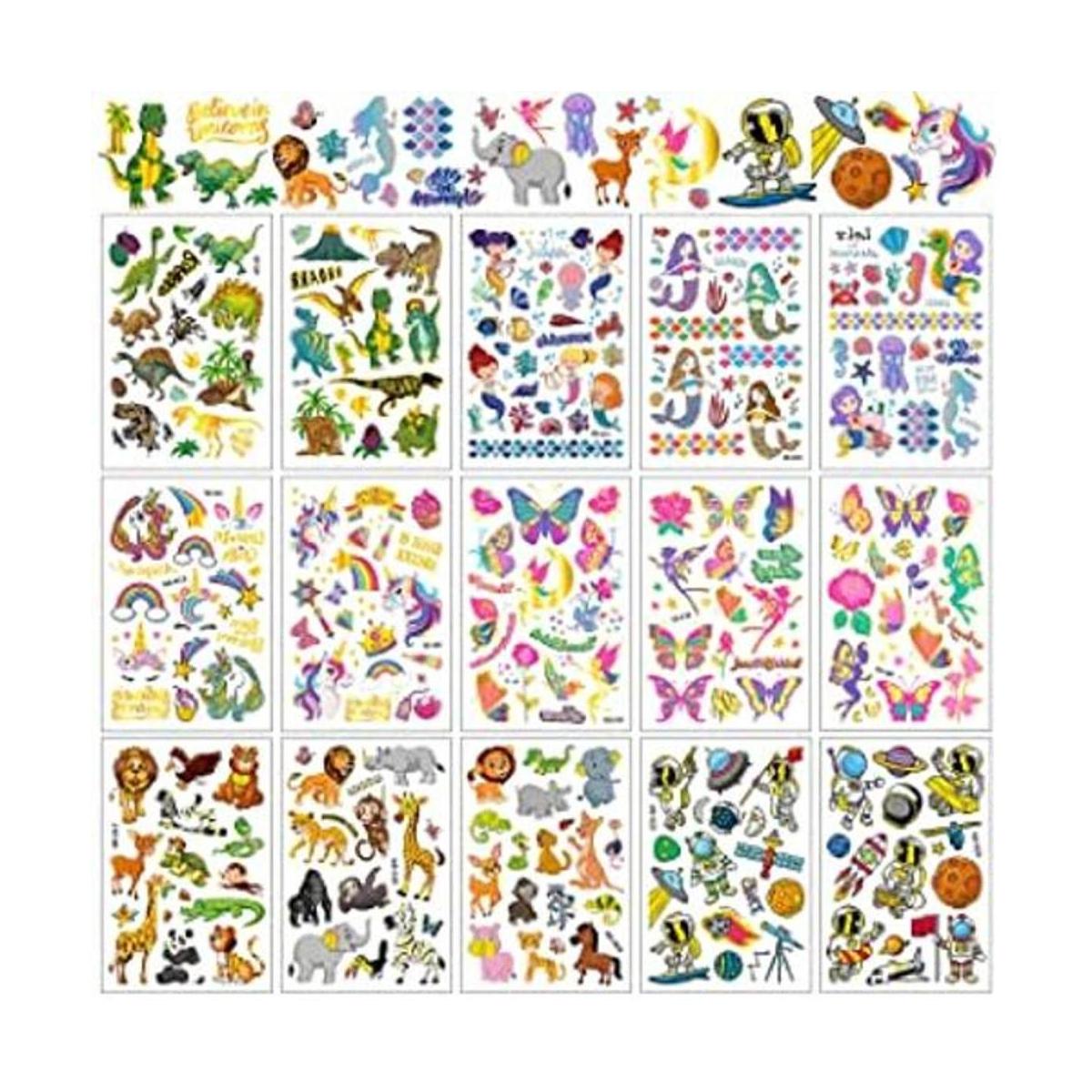 Zayvor Más de 250 tatuajes temporales para niños