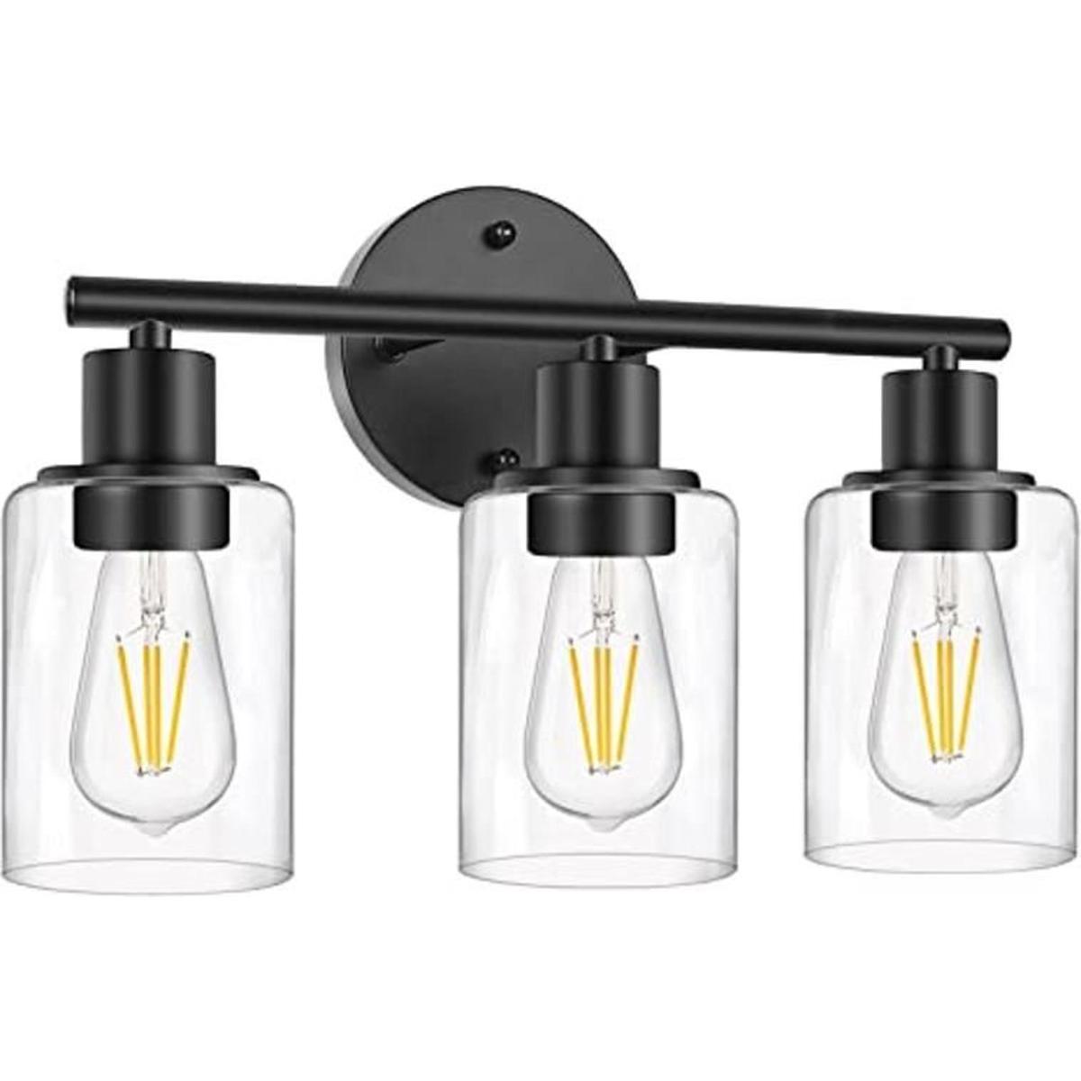 Lámpara de baño de 3 luces luces de pared de baño negras