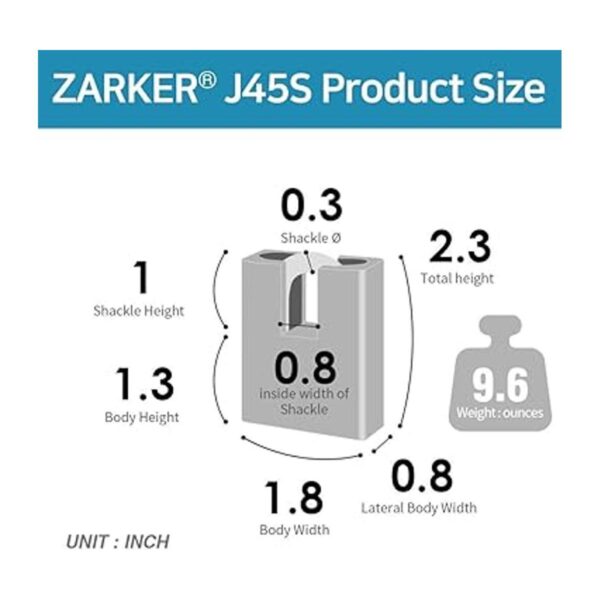 Zarker J45S Candado con llave cerradura de grillete de