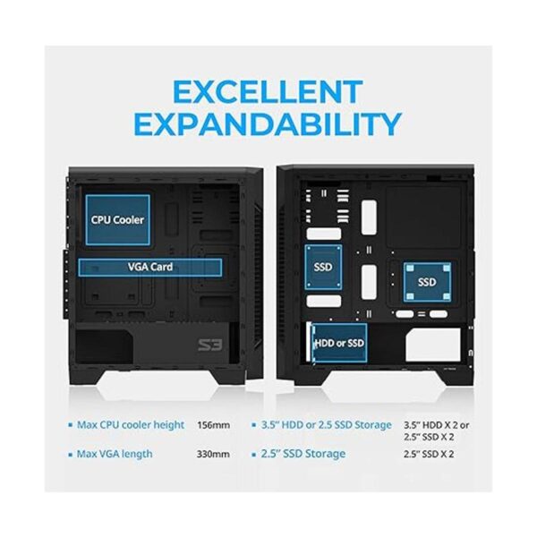 Zalman S3 ATX Carcasa de computadora de torre media para_6