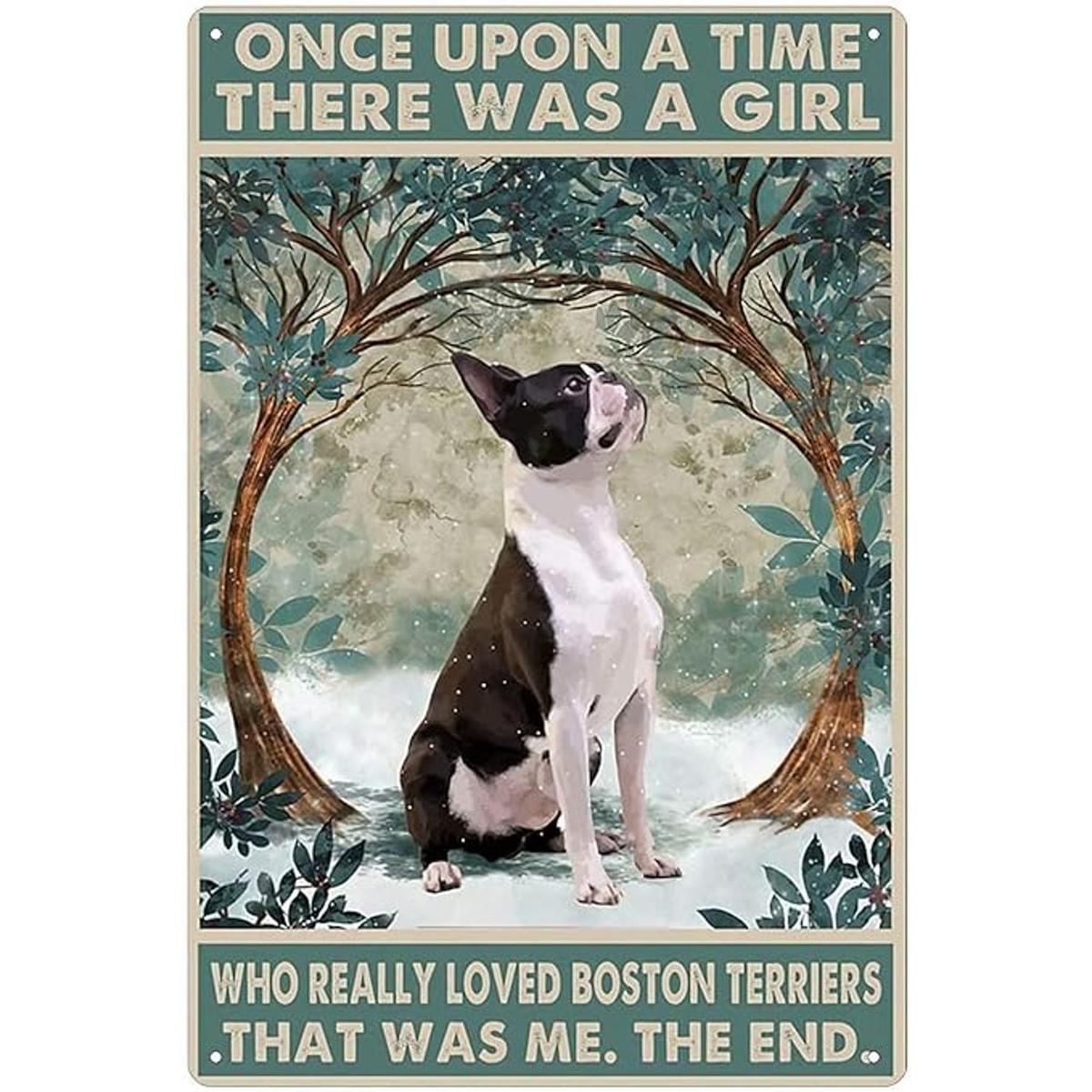 Cartel de metal con diseño de perro luchador francés que