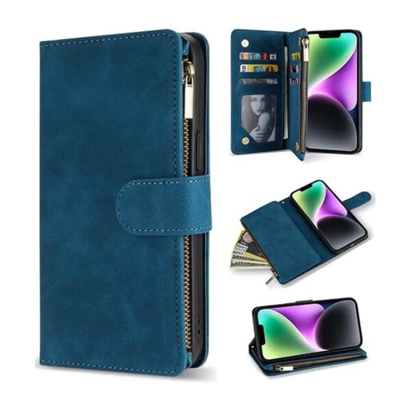 ZZXX Funda para iPhone 14 con bloqueo RFID ranura para_1