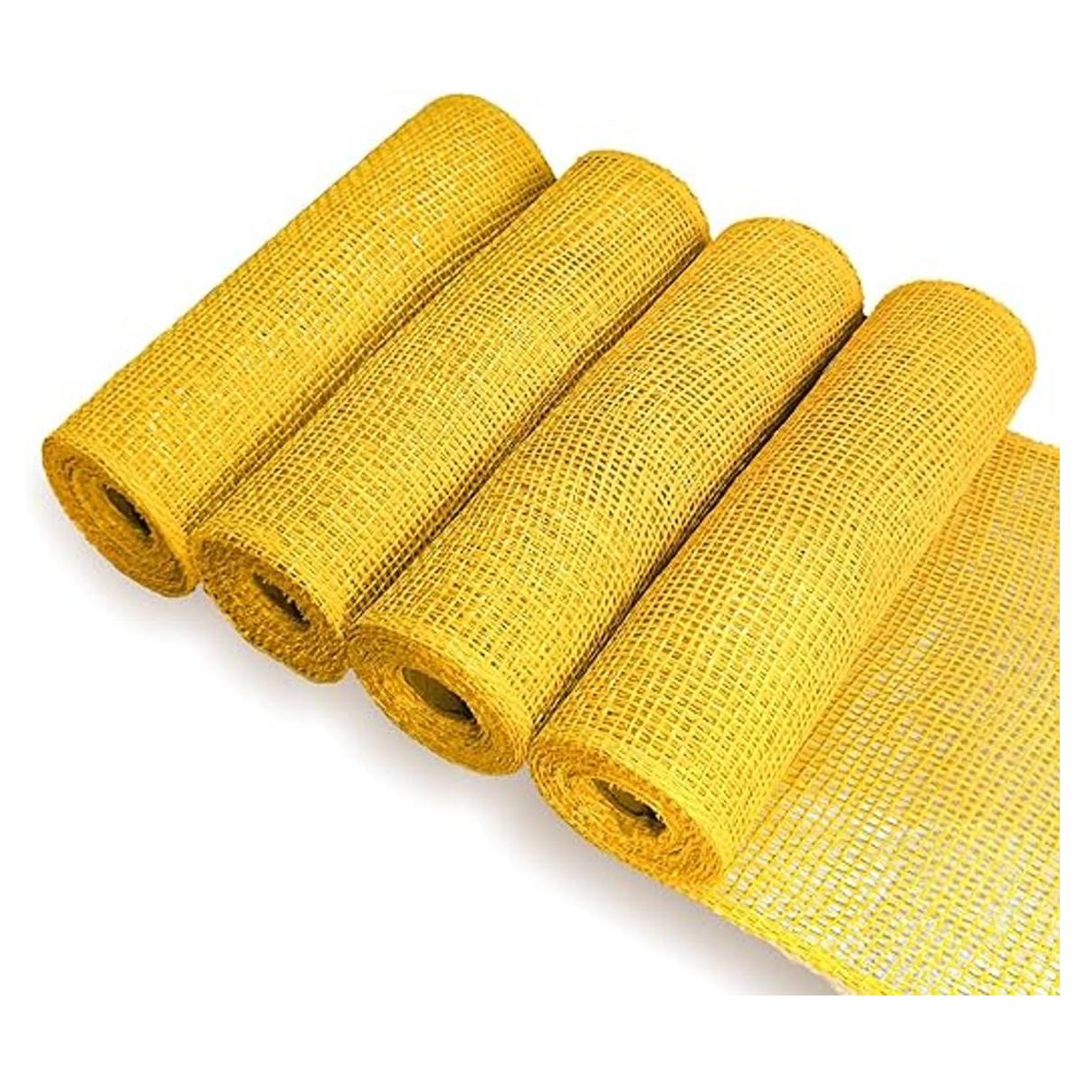 4 rollos de malla de arpillera de polietileno amarillo de