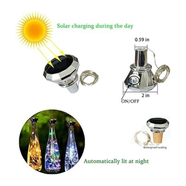 Paquete de 10 luces solares para botellas de vino con