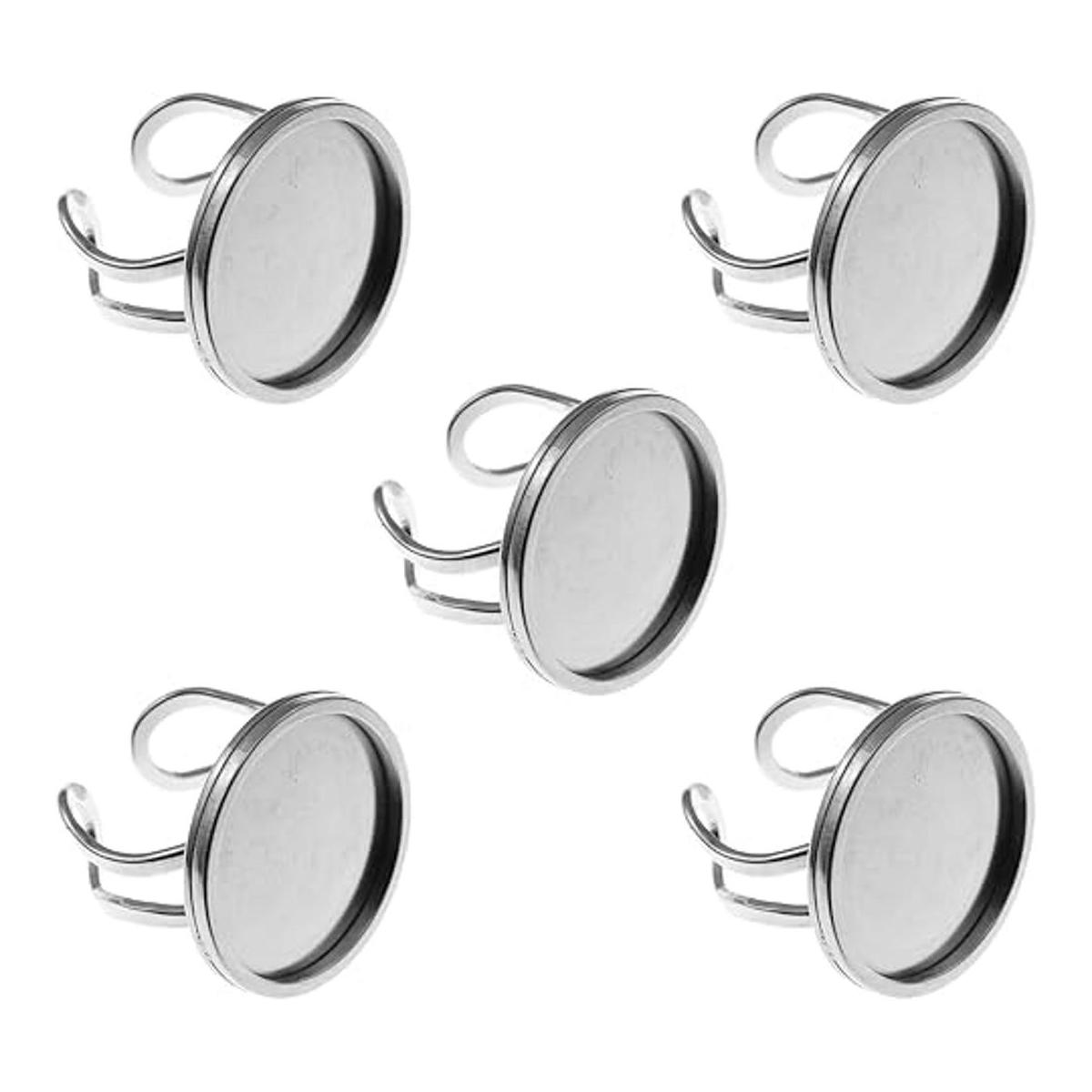 ZYAMY 5 piezas en blanco de anillo redondo de 0.787 in de
