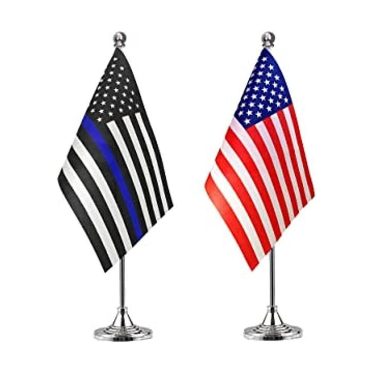 ZXvZYT Paquete de 2 banderas de mesa de policía de Estados