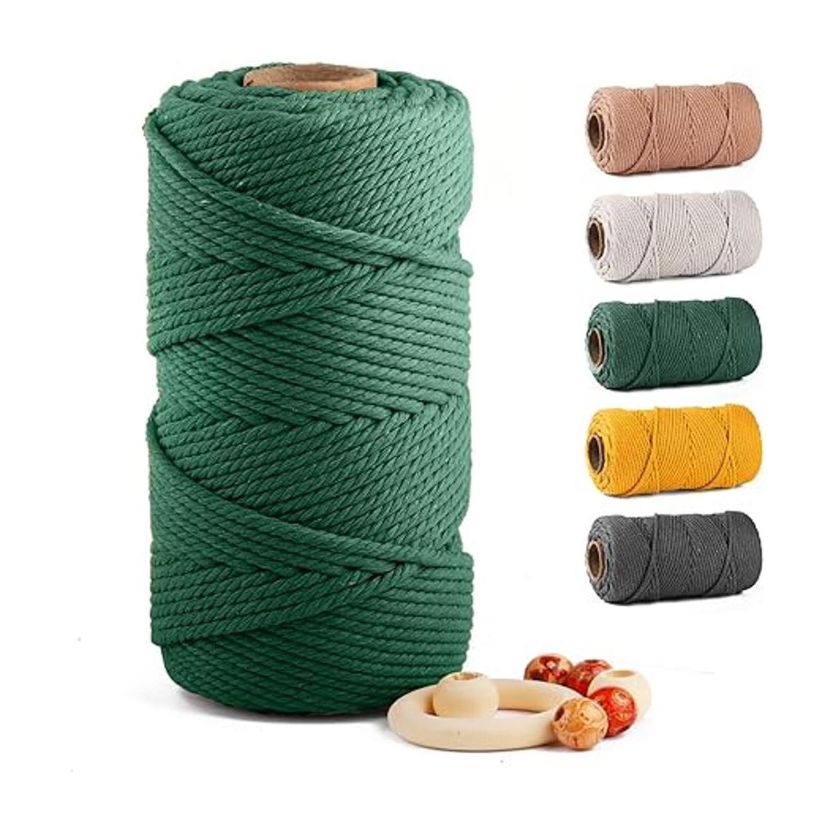 ZUEXT Cordón de algodón de macramé verde negruzco de