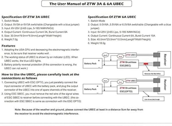 ZTW UBEC 10 A pico de continuo 6 A 6.0 V 55 V.5.0 V_6