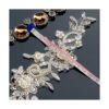 Bling Paillette Apliques de encaje con cuentas de perlas