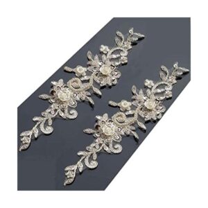 Bling Paillette Apliques de encaje con cuentas de perlas