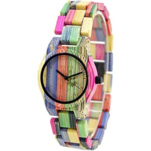 Bewell Reloj de pulsera de cuarzo analógico de madera de_1