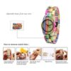 Bewell Reloj de pulsera de cuarzo analógico de madera de_3