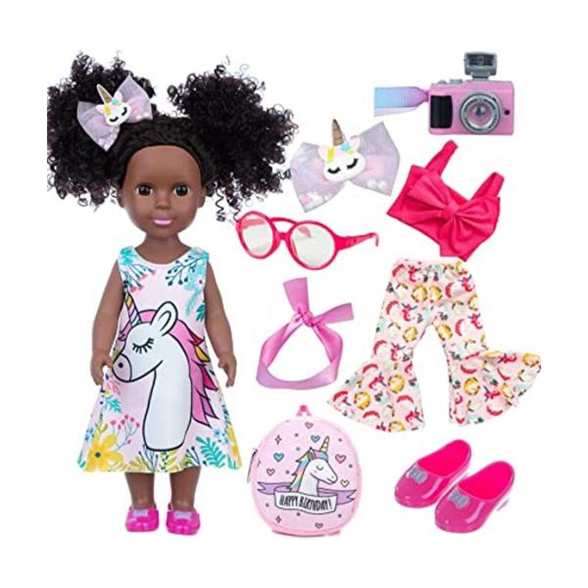 ZQDOLL Muñeca negra y muñeca negra de 14.5 pulgadas