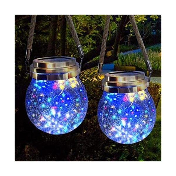 ZQX Juego de 2 luces LED de bola de vidrio agrietado_1