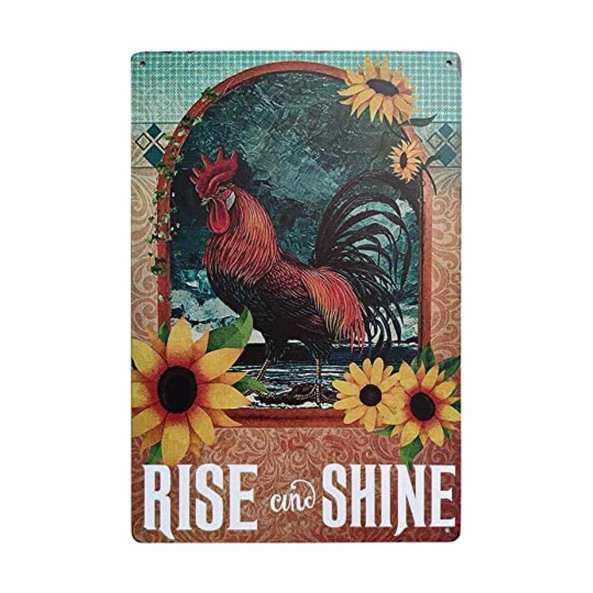 ZOVSON Rise and Shine Chicken Coop Retro Vintage Tin Signs