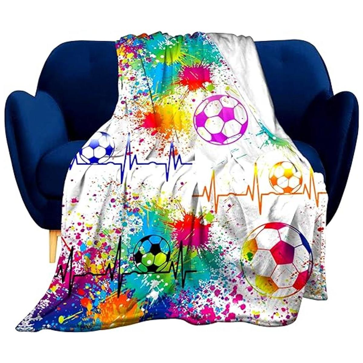 Manta de fútbol súper suave ligera acogedora con