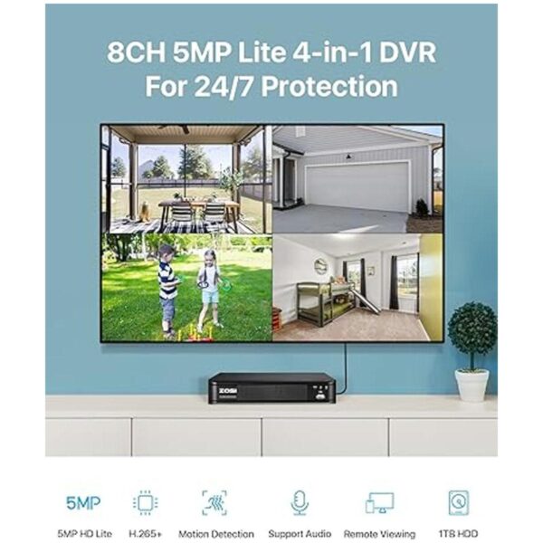 ZOSI H.265 5MP Lite 8 canales CCTV DVR grabadora con_2