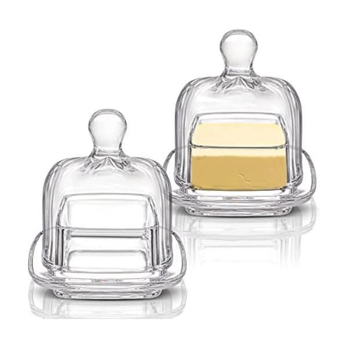 ZOOFOX Paquete de 2 platos de mantequilla de vidrio