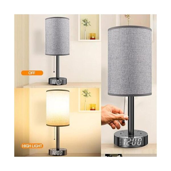 Pantalla de lámpara gris con luz de mesita de noche de 5.9_2