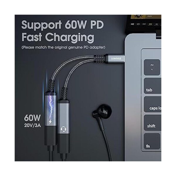 ZOOAUX Divisor USB C dual adaptador de auriculares y