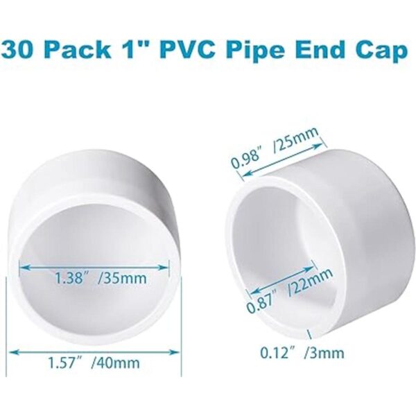 Paquete de 30 accesorios de tapa de extremo de tubo de PVC