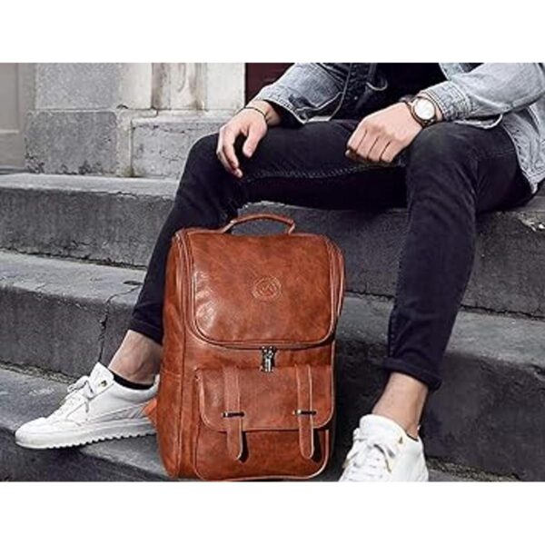 Mochila de piel vegana delgada vintage portátil para
