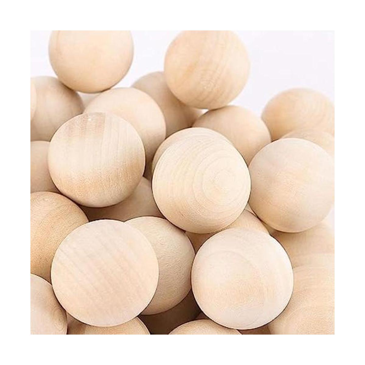 ZOENHOU 40 bolas redondas de madera de 2 pulgadas bolas