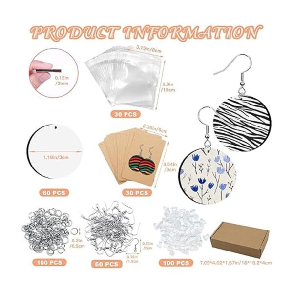 ZOCONE 60 Pcs Sublimation Earrings Blank Earring Blanks
