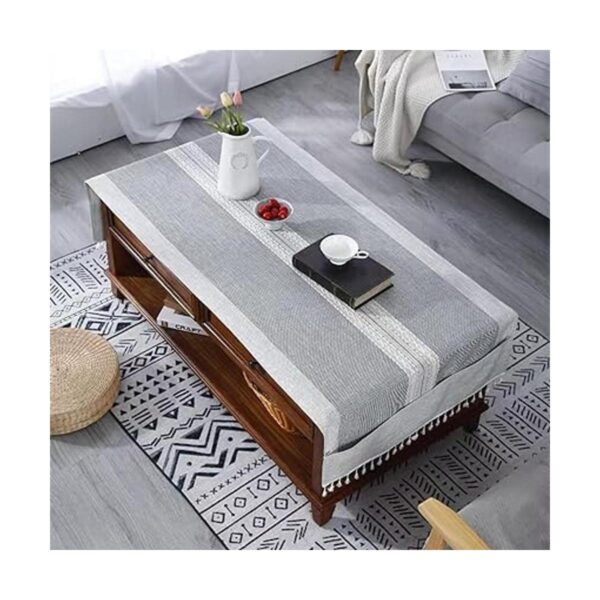 ZMNSZBD Mantel rectangular de lino con borlas y bolsillos