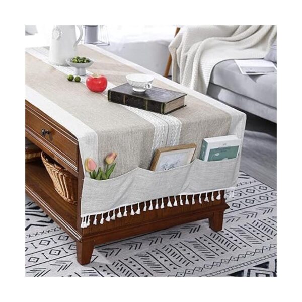 ZMNSZBD Mantel rectangular de lino con borlas y bolsillos