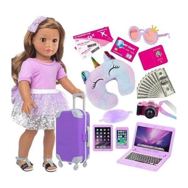 ZNTWEI American Juego de maleta de viaje de muñeca de 18