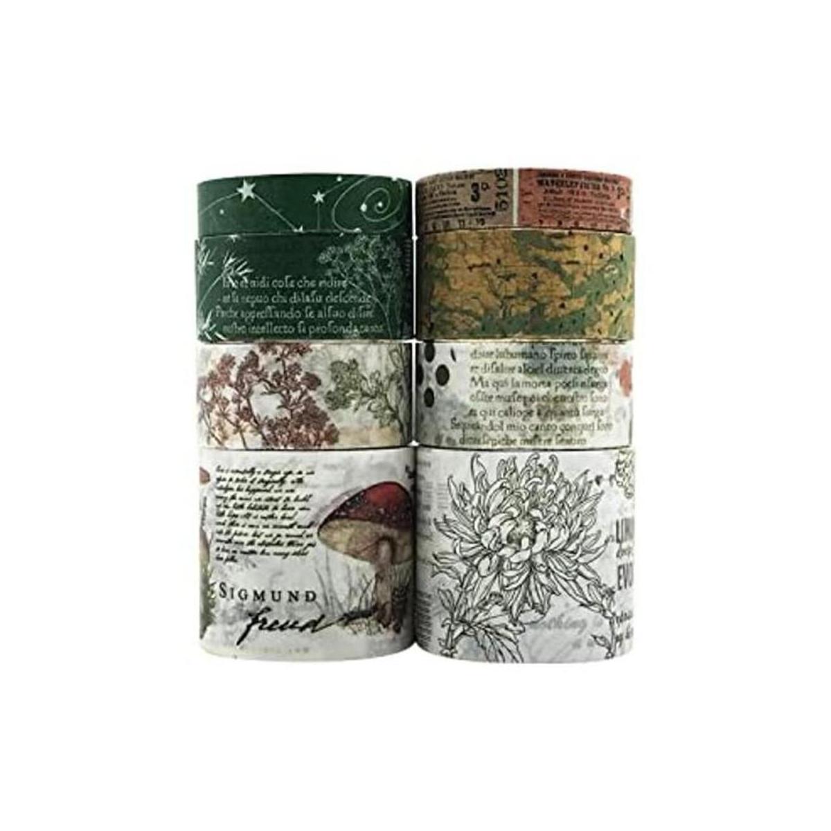 ZMLSED Juego de cinta Washi verde vintage 8 rollos de