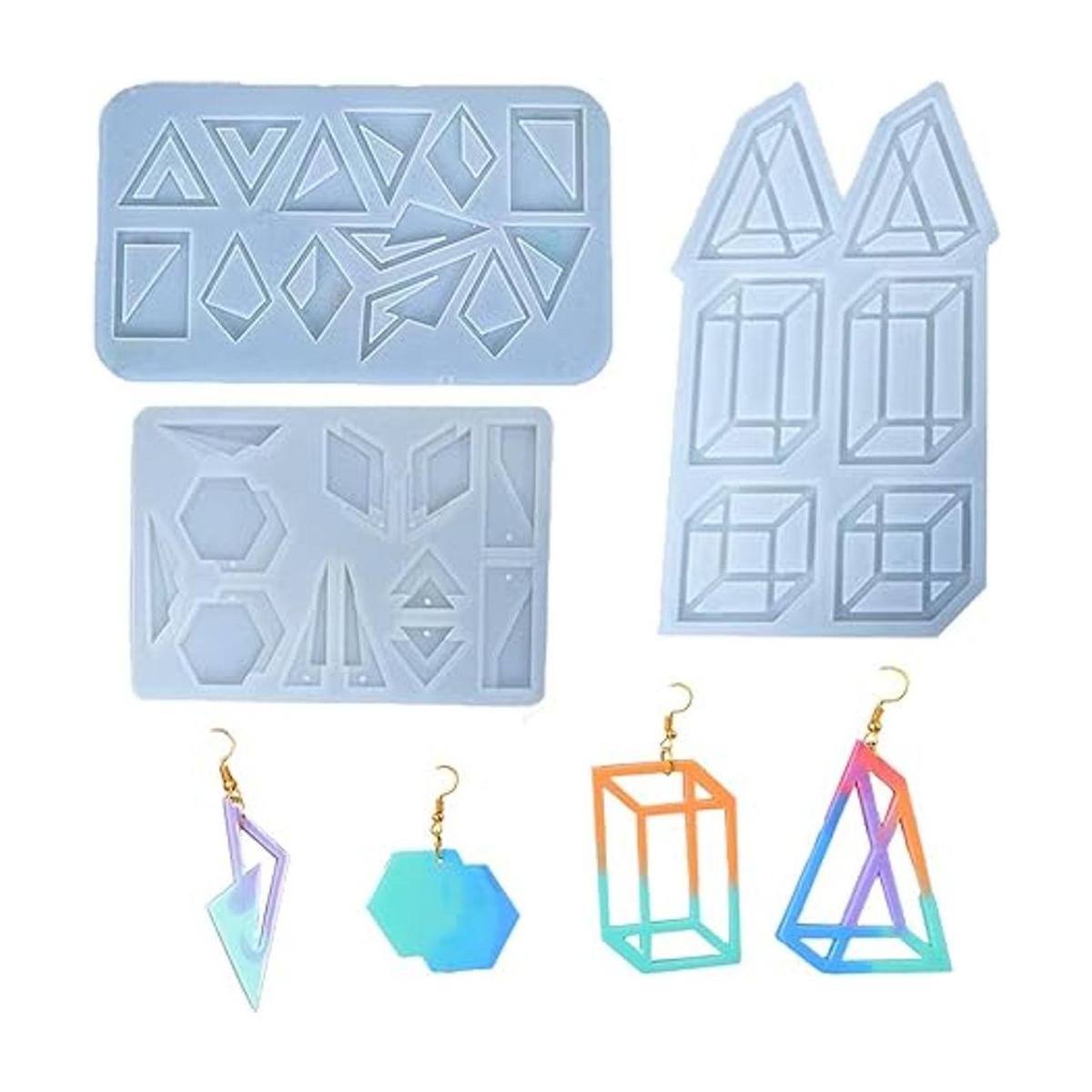 Juego de 3 moldes de resina para pendientes pendientes