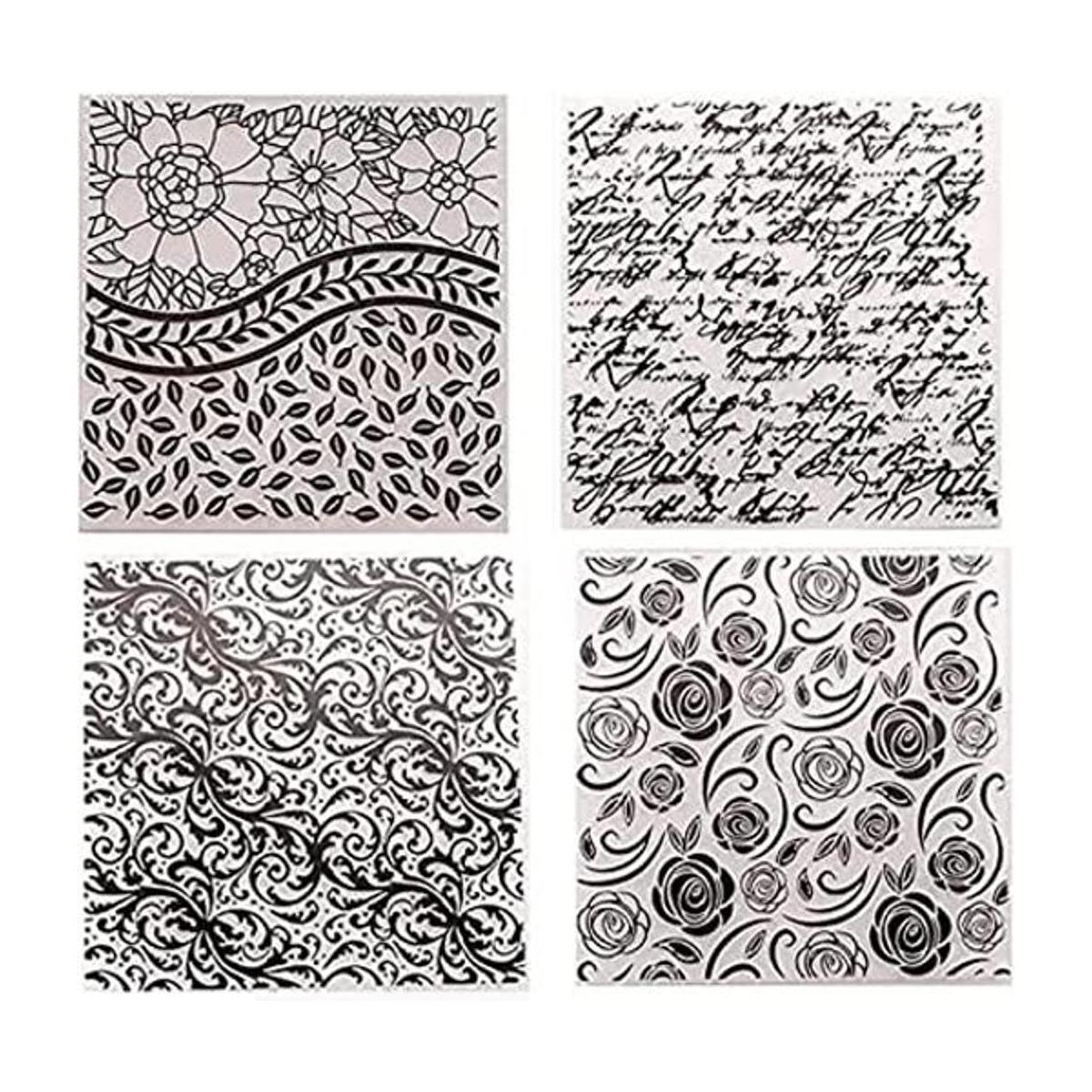 4 piezas de hojas de rosas de plástico en relieve para