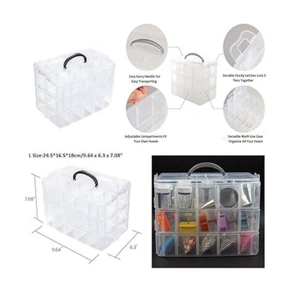 ZLY Caja de joyería de plástico desmontable de 3 niveles_4
