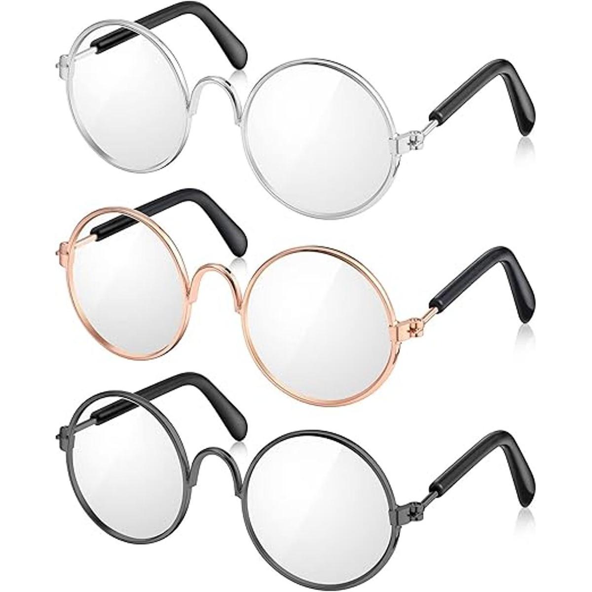 3 pares de gafas de muñeca con borde de alambre de metal