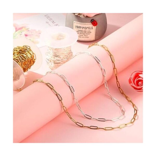 24 Feet Oval Paperclip Chain In Gold and Silver Stainless
