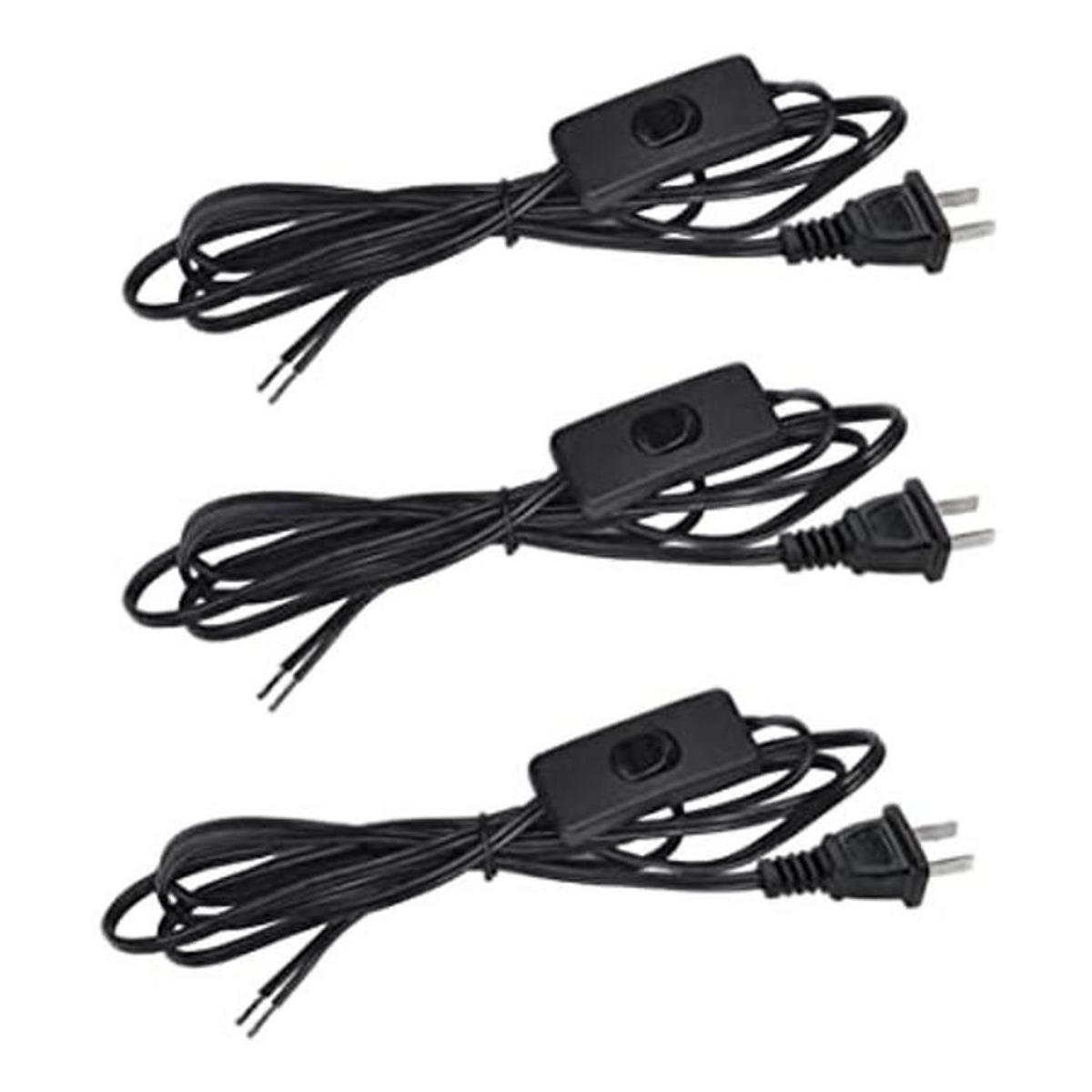 Juego de 3 cables de lámpara con interruptor de botón de