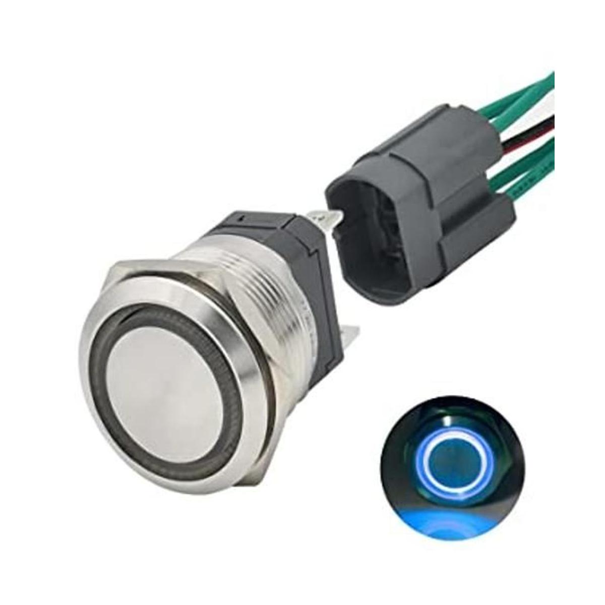 Interruptor de botón de 0.866 in 15A 12V momentáneo 2NO