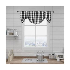 Cortinas de cenefa con lazo a cuadros negros y blancos_1