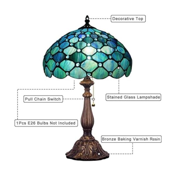 Lámpara Tiffany ZJART W12H19 pulgadas lámpara de mesa de_3