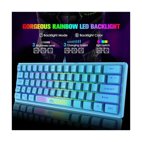 ZIYOU LANG Teclado K61 60 para juegos mini portátil con