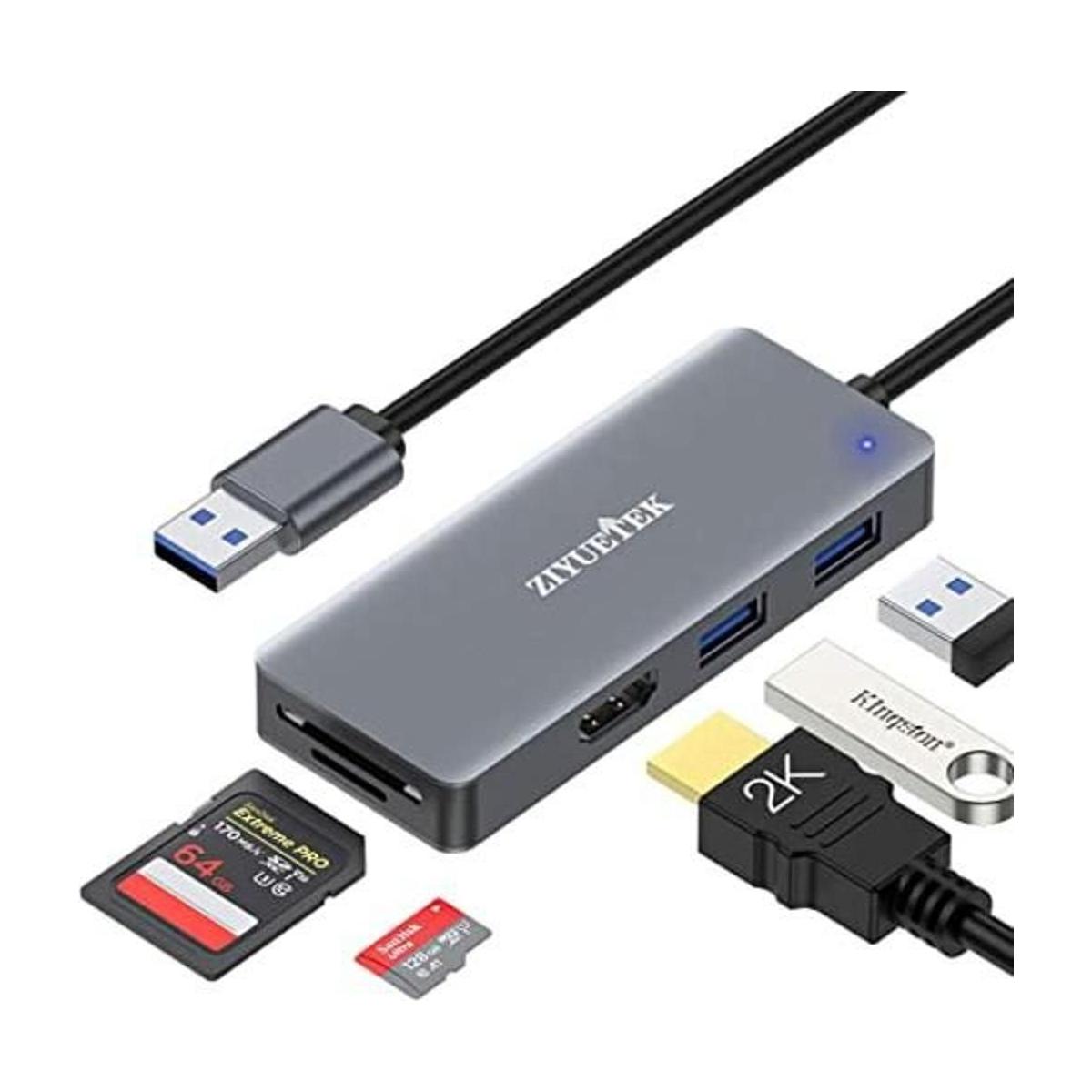 Adaptador USB a HDMI concentrador USB 5 en 1 3.0 con HDMI