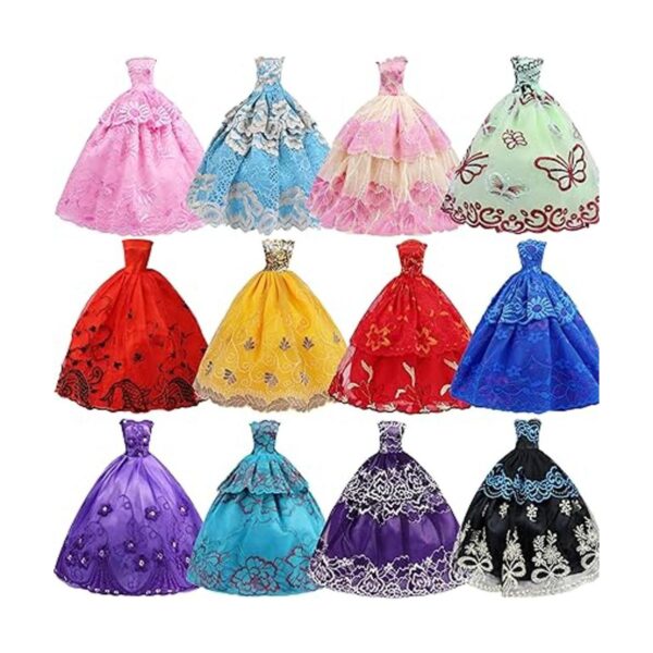 Lote de 6 piezas de vestidos hechos a mano para muñecas_3