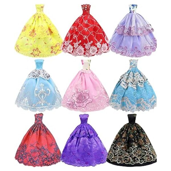 Lote de 6 piezas de vestidos hechos a mano para muñecas_4