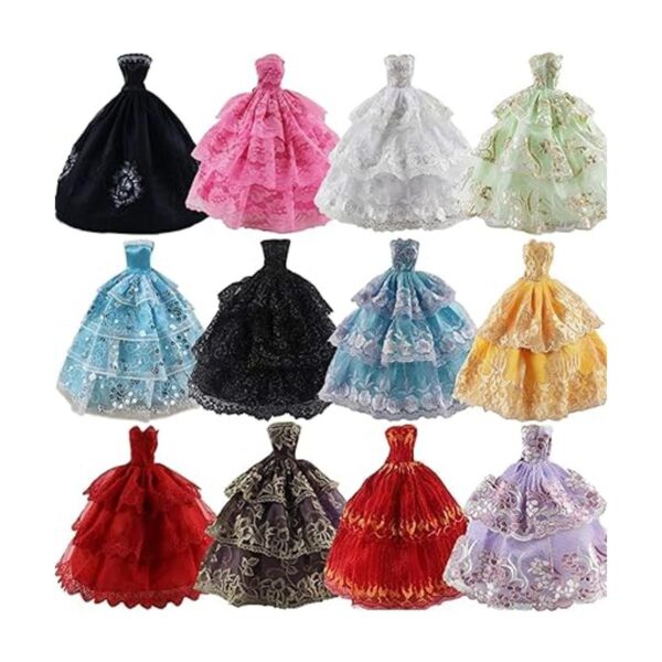 Lote de 6 piezas de vestidos hechos a mano para muñecas_5
