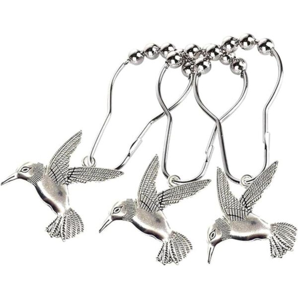 ZILucky Ganchos para cortina de ducha diseño de colibrí_2